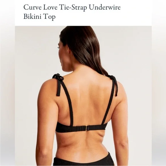 NWT ABERCROMBIE Curve Love Tie-Strap Underwire
Bikini Top M black swim - Picture 5 of 8